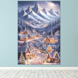 Prettig kerstfeest Winter Wonderland Wenskaart  Canvas Afdruk