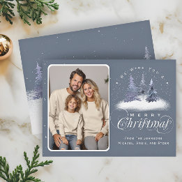 Prettig kerstfeest Winter Woudgezin Foto Feestdagenkaart
