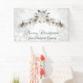 Prettig kerstfeest Winterbloemen Denneappels Spandoek (Insitu)