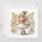 Prettig kerstfeest – Winterfee met gouden vleugels (Voorkant)