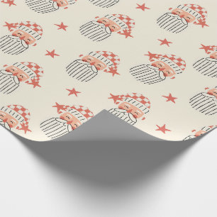 Prettig kerstfeest winterfeest Sinterklaas gezicht Cadeaupapier