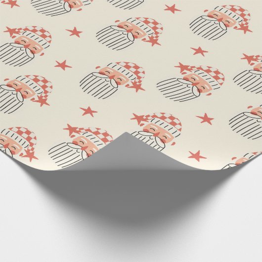Prettig kerstfeest winterfeest Sinterklaas gezicht Cadeaupapier (Hoek)