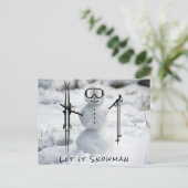 Prettig kerstfeest winters afdalen skivakantie briefkaart (Staand voorkant)