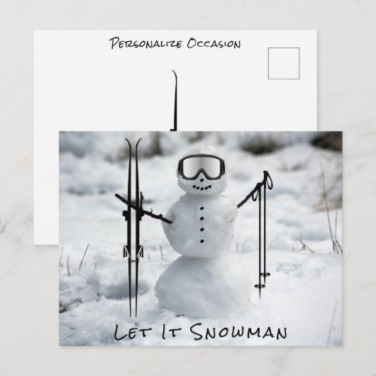 Prettig kerstfeest winters afdalen skivakantie briefkaart (Voorkant / Achterkant)