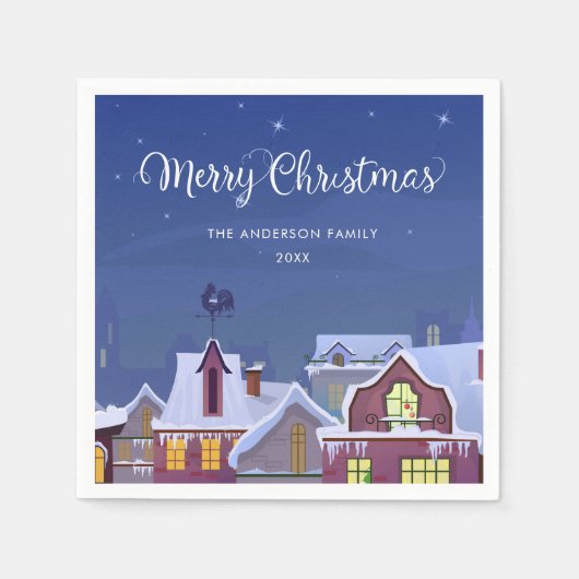 Prettig kerstfeest winters decor daken servet (Voorkant)