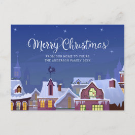 Prettig kerstfeest winters decor dakranden Kerstmi Aankondigingskaart