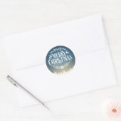 Prettig kerstfeest winters sneeuwlandschap ronde sticker (Envelop)