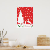 Prettig Kerstfeest Winterse Sneeuwvlokken Poster (Keuken)