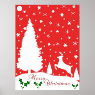 Prettig Kerstfeest Winterse Sneeuwvlokken Poster