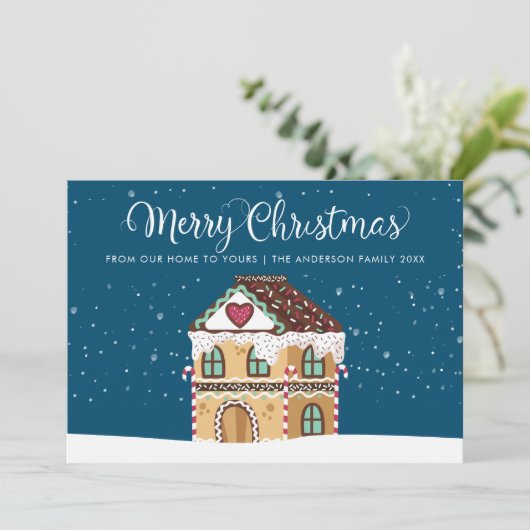 Prettig kerstfeest Wintervakantie Kerstkoek Feestdagenkaart (Staand voorkant)