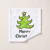 Prettig kerstfeest Wispelturige boomontwerp Bad Handdoek (Wasdoekje)