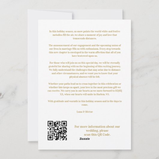 Prettig kerstfeest Wit & Goud Eenvoudig 4 Meerdere Feestdagenkaart (Achterkant)