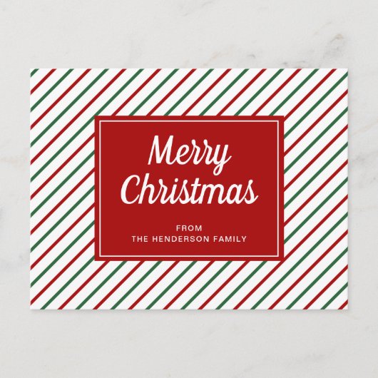 Prettig kerstfeest Wit Rode Strepen Briefkaart (Voorkant)