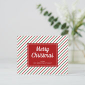 Prettig kerstfeest Wit Rode Strepen Briefkaart (Staand voorkant)