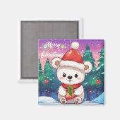 Prettig kerstfeest Witte Baby Ijsbeer Magneet (Voorkant / Achterkant)