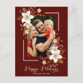 Prettig Kerstfeest Witte Bloem Kerstfoto Briefkaart (Voorkant)