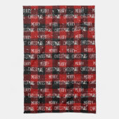 Prettig kerstfeest Witte bomen op Buffalo Plaid Theedoek (Verticaal)