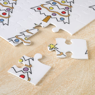Prettig kerstfeest Witte Boom Kleurrijke heldere l Legpuzzel