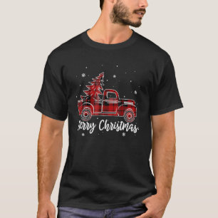 Prettig kerstfeest Witte Buffalo Plaid Truck Boom T-shirt
