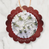 Prettig kerstfeest witte decoratie cadeau label (Voorkant)