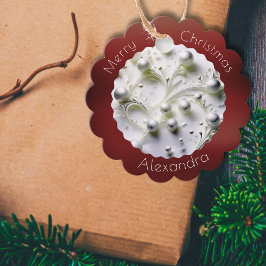 Prettig kerstfeest witte decoratie cadeau label