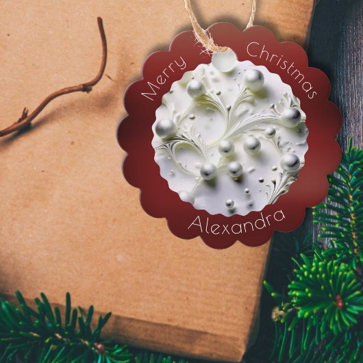 Prettig kerstfeest witte decoratie cadeau label