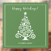 Prettig kerstfeest Witte kerstboom op groen Raamsticker (Vel 2)