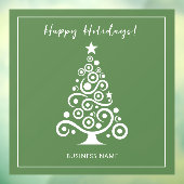 Prettig kerstfeest Witte kerstboom op groen Raamsticker (Vel 3)