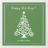 Prettig kerstfeest Witte kerstboom op groen Raamsticker (Vel)