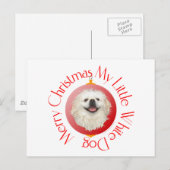 Prettig kerstfeest Witte Pekingees Feestdagenkaart (Voorkant / Achterkant)