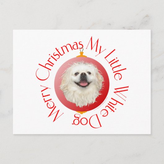 Prettig kerstfeest Witte Pekingees Feestdagenkaart (Voorkant)