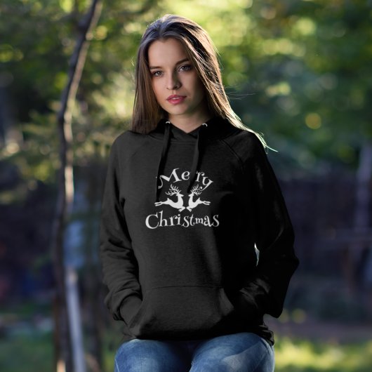 Prettig kerstfeest Witte Rendier Hoodie