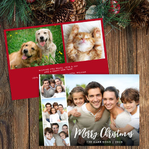 Prettig kerstfeest witte script foto strook feestdagenkaart