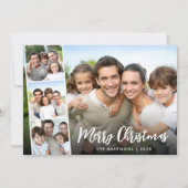 Prettig kerstfeest witte script foto strook feestdagenkaart (Voorkant)