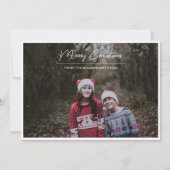 Prettig kerstfeest witte script overlay rand foto feestdagenkaart (Voorkant)
