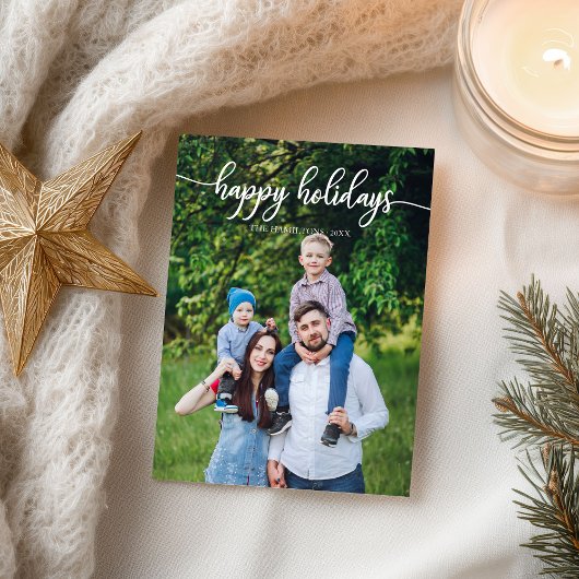 Prettig Kerstfeest Witte Script Unieke Foto Kerstm Briefkaart