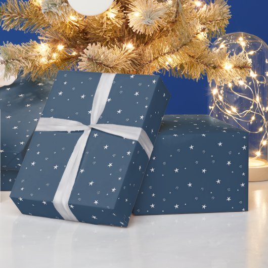 Prettig kerstfeest witte sterren cadeaupapier (Feestdagen)