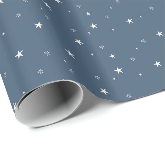 Prettig Kerstfeest Witte Sterren Inpakpapier (Rol Hoek)