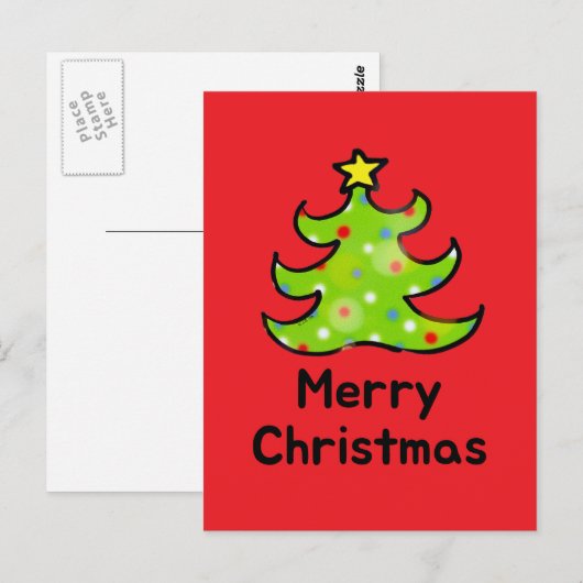 Prettig kerstfeest Wizige boom Briefkaart (Voorkant / Achterkant)