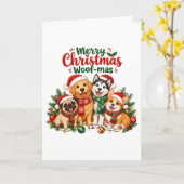 Prettig kerstfeest Woef-mas hondenliefhebbers Kaart (Gele Bloem)