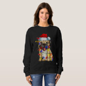 Prettig kerstfeest Xmas feest verlichte hond Pug Trui (Voorkant volledig)