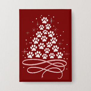 Prettig kerstfeest Xmas hond huisdier boom winter  Button