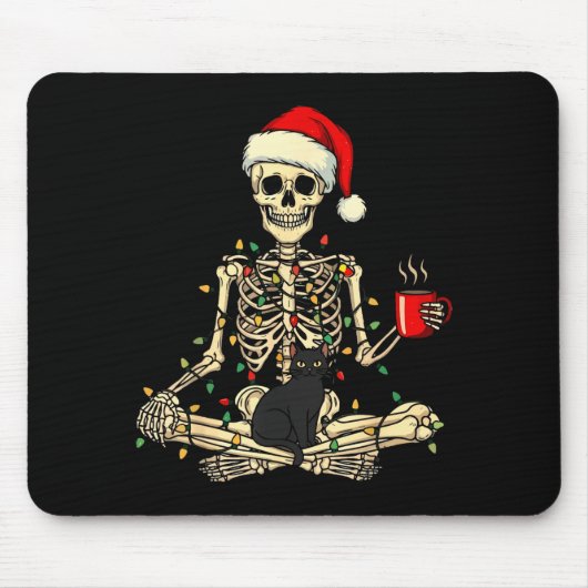 Prettig kerstfeest Xmas Schedel Skelet Grappig bij Muismat (Voorkant)