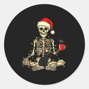 Prettig kerstfeest Xmas Schedel Skelet Grappig bij Ronde Sticker