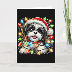 Prettig kerstfeest Xmas Shih Tzu Kerstman Hond Man Kaart