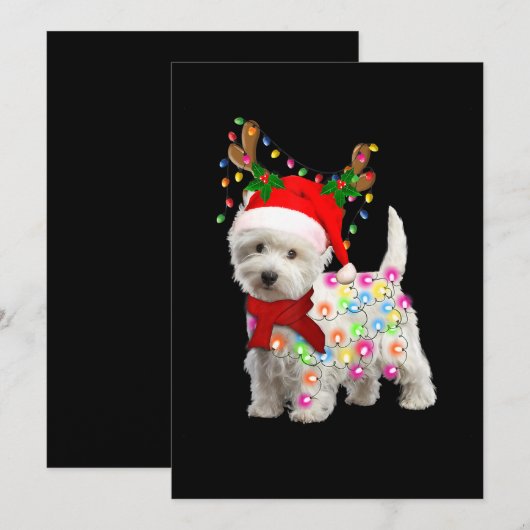 Prettig kerstfeest Xmas Westie Hond Rendier Cospla Feestdagenkaart (Voorkant / Achterkant)