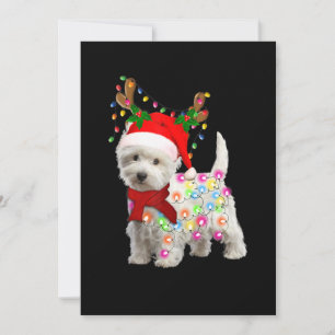 Prettig kerstfeest Xmas Westie Hond Rendier Cospla Feestdagenkaart