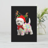 Prettig kerstfeest Xmas Westie Hond Rendier Cospla Kaart (Staand voorkant)