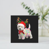 Prettig kerstfeest Xmas Westie Hond Rendier Cospla Kaart (Staand voorkant)