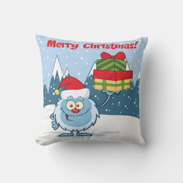 Prettig kerstfeest Yetie Kussen (Voorkant)